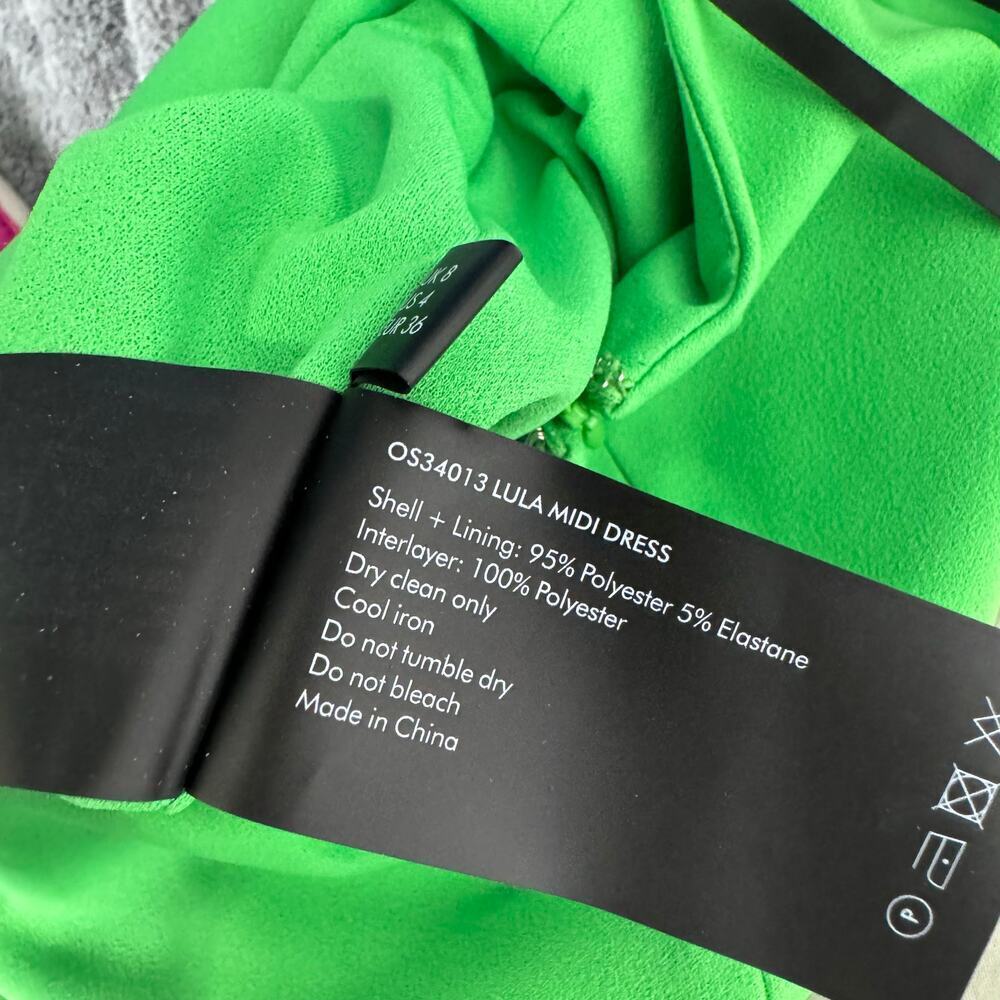Solace London Lula Midi Dress Gown Formal Mermaid Vibrant Lime Green Size US 4 - Picture 11 of 11